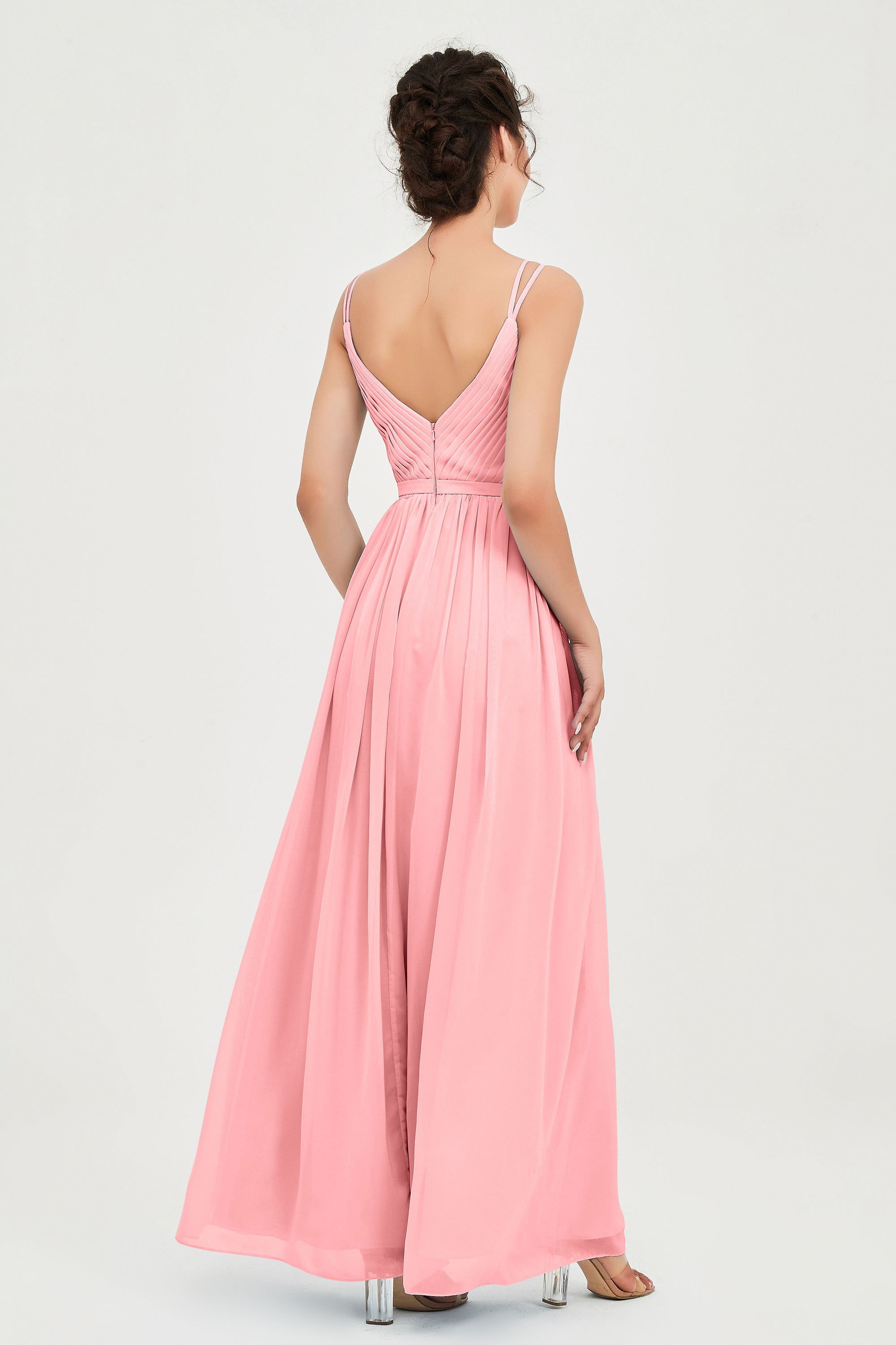 Custom Made V-neck Bridesmaid Dress Sleeveless Formal Evening Party Gowns Dresses