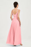 Custom Made V-neck Bridesmaid Dress Sleeveless Formal Evening Party Gowns Dresses