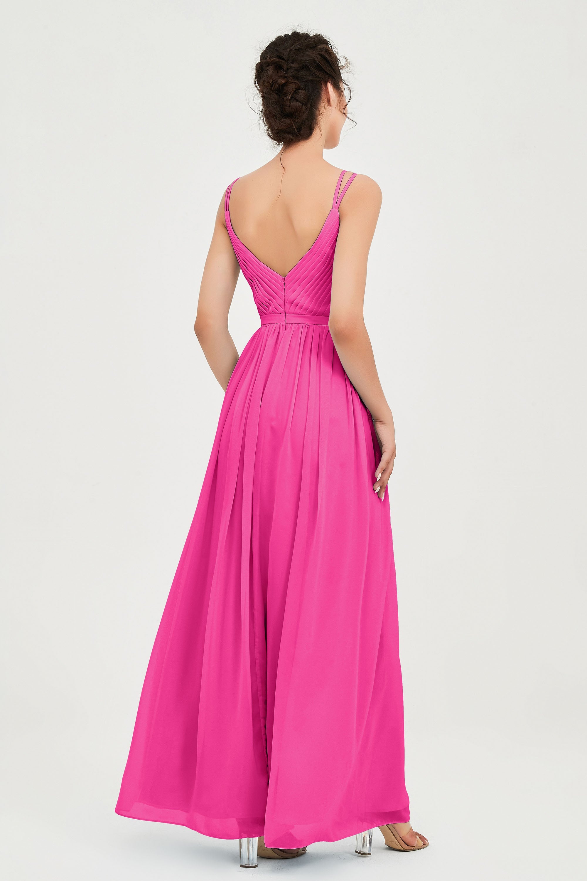 Custom Made V-neck Bridesmaid Dress Sleeveless Formal Evening Party Gowns Dresses