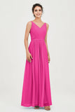 Custom Made V-neck Bridesmaid Dress Sleeveless Formal Evening Party Gowns Dresses