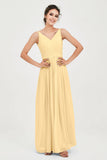 Custom Made V-neck Bridesmaid Dress Sleeveless Formal Evening Party Gowns Dresses