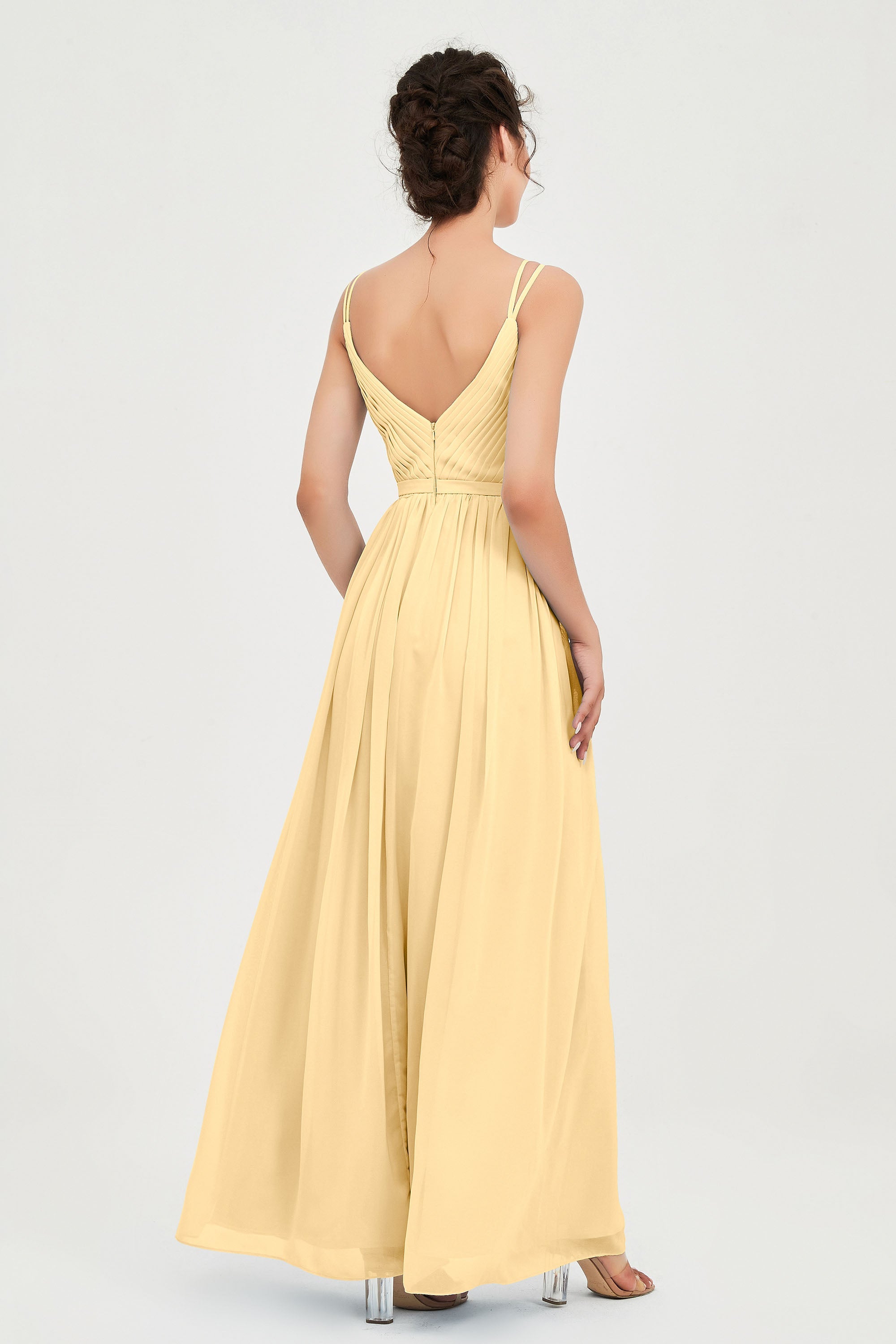 Custom Made V-neck Bridesmaid Dress Sleeveless Formal Evening Party Gowns Dresses