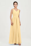 Custom Made V-neck Bridesmaid Dress Sleeveless Formal Evening Party Gowns Dresses