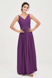 Custom Made V-neck Bridesmaid Dress Sleeveless Formal Evening Party Gowns Dresses