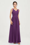 Custom Made V-neck Bridesmaid Dress Sleeveless Formal Evening Party Gowns Dresses