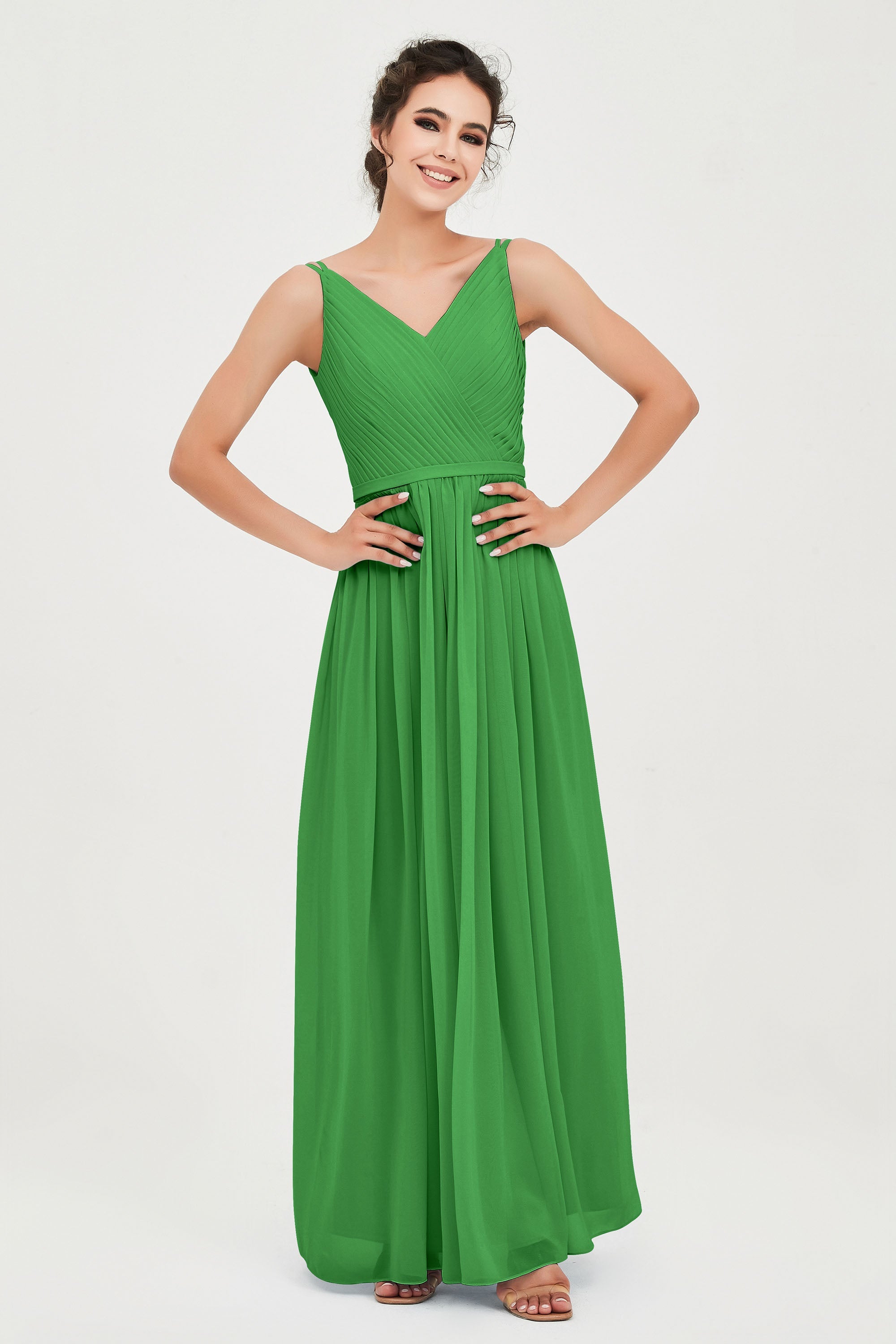 Custom Made V-neck Bridesmaid Dress Sleeveless Formal Evening Party Gowns Dresses