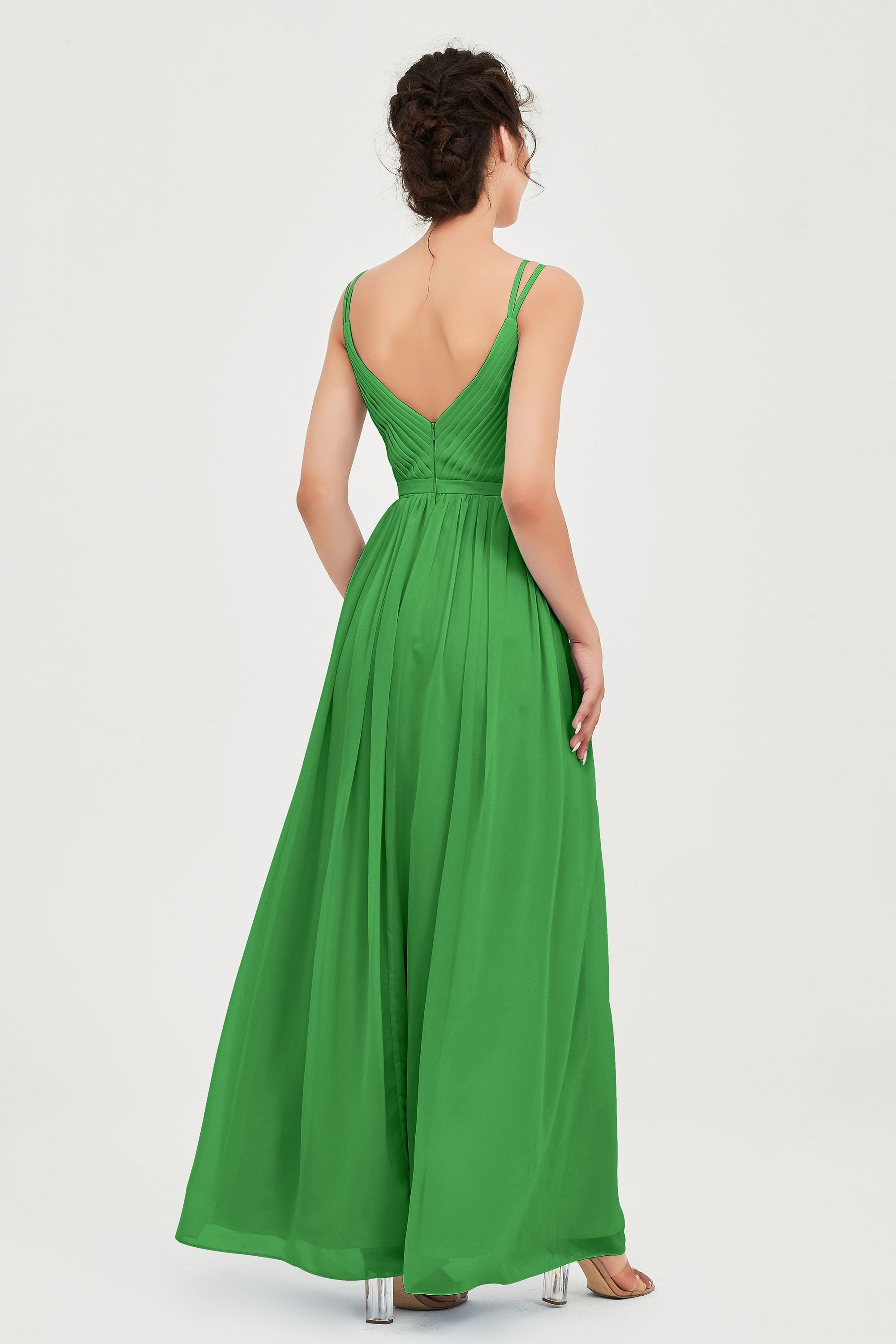 Custom Made V-neck Bridesmaid Dress Sleeveless Formal Evening Party Gowns Dresses