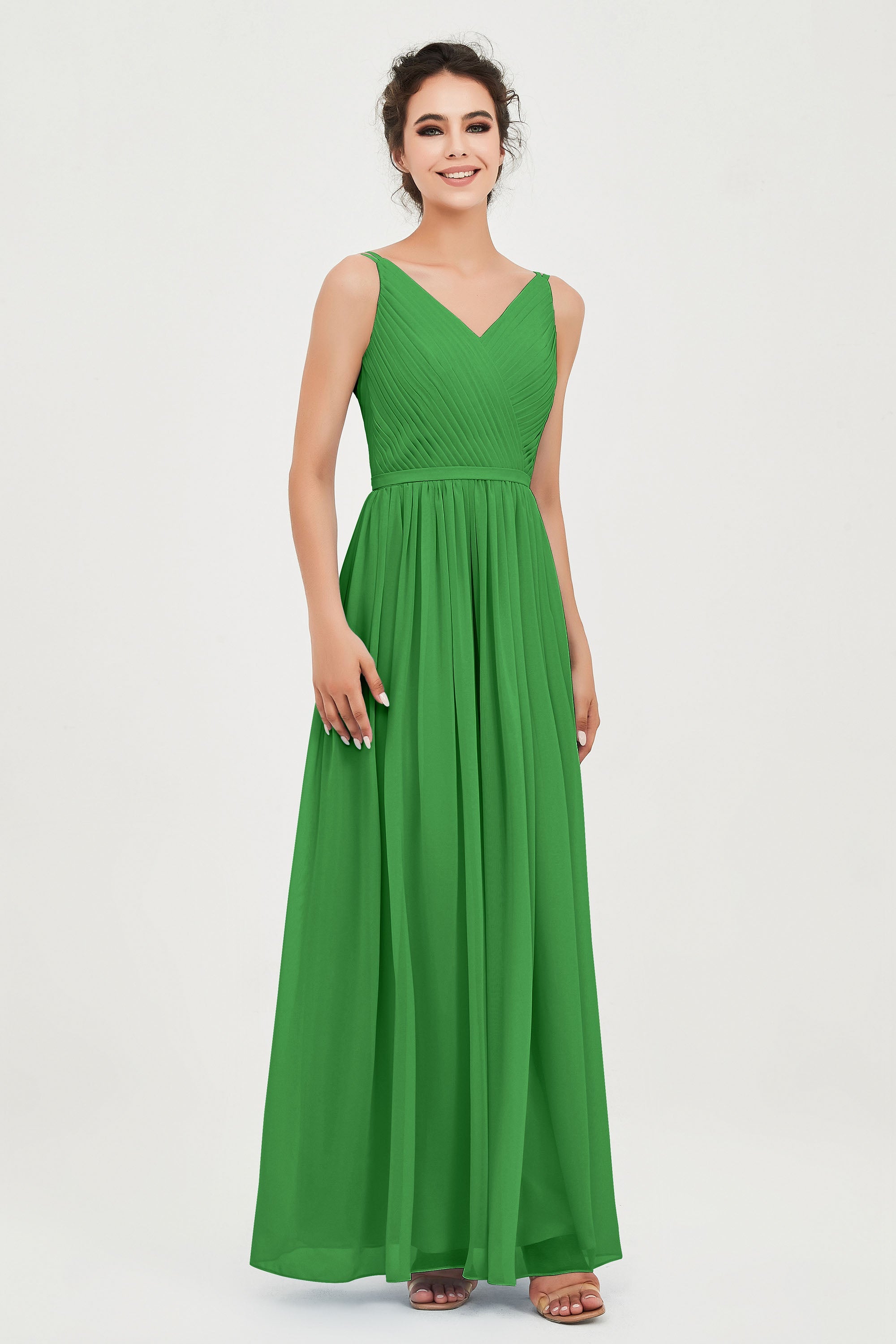 Custom Made V-neck Bridesmaid Dress Sleeveless Formal Evening Party Gowns Dresses