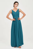 Custom Made V-neck Bridesmaid Dress Sleeveless Formal Evening Party Gowns Dresses