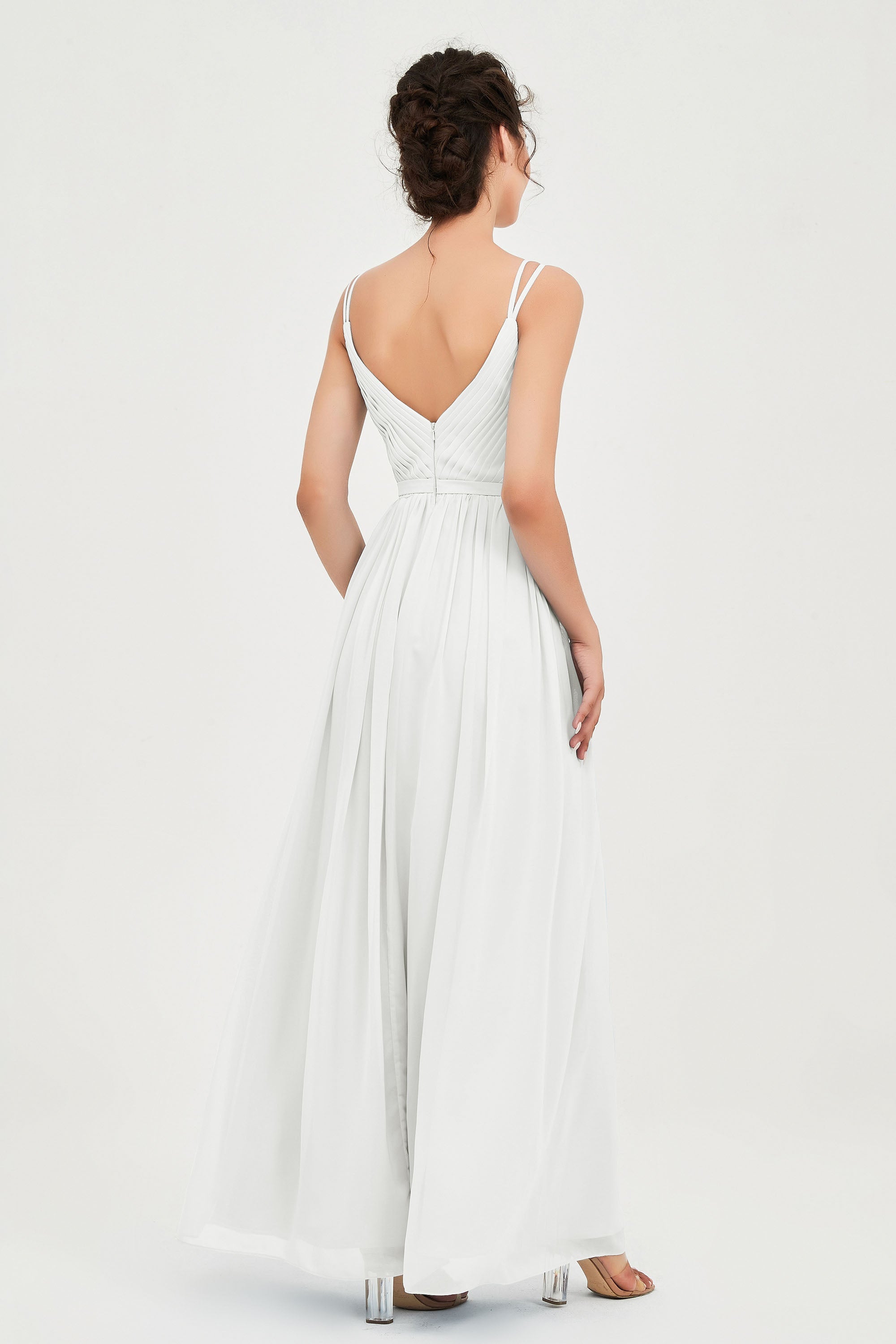 Custom Made V-neck Bridesmaid Dress Sleeveless Formal Evening Party Gowns Dresses