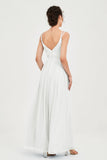 Custom Made V-neck Bridesmaid Dress Sleeveless Formal Evening Party Gowns Dresses