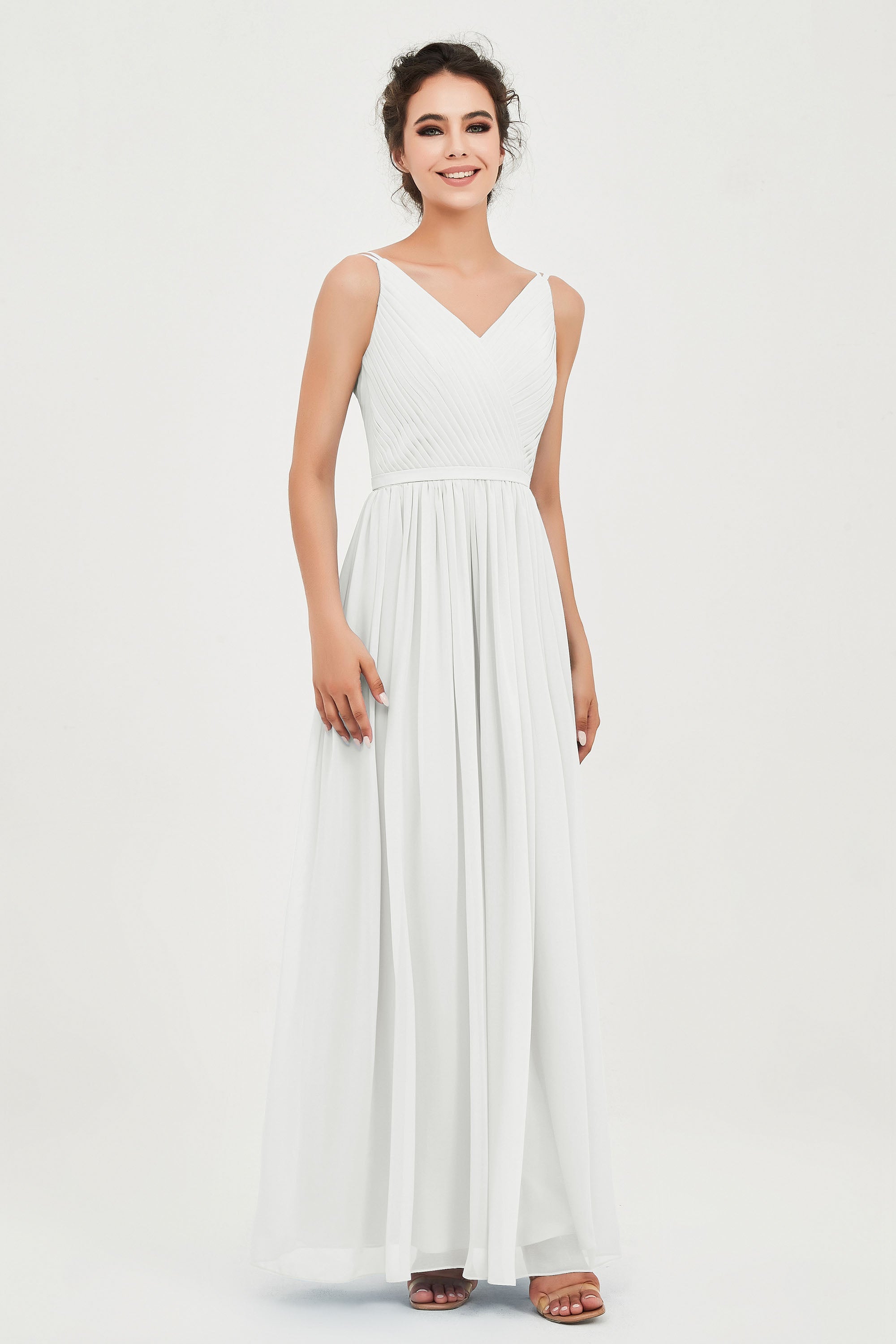 Custom Made V-neck Bridesmaid Dress Sleeveless Formal Evening Party Gowns Dresses