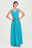 Custom Made V-neck Bridesmaid Dress Sleeveless Formal Evening Party Gowns Dresses