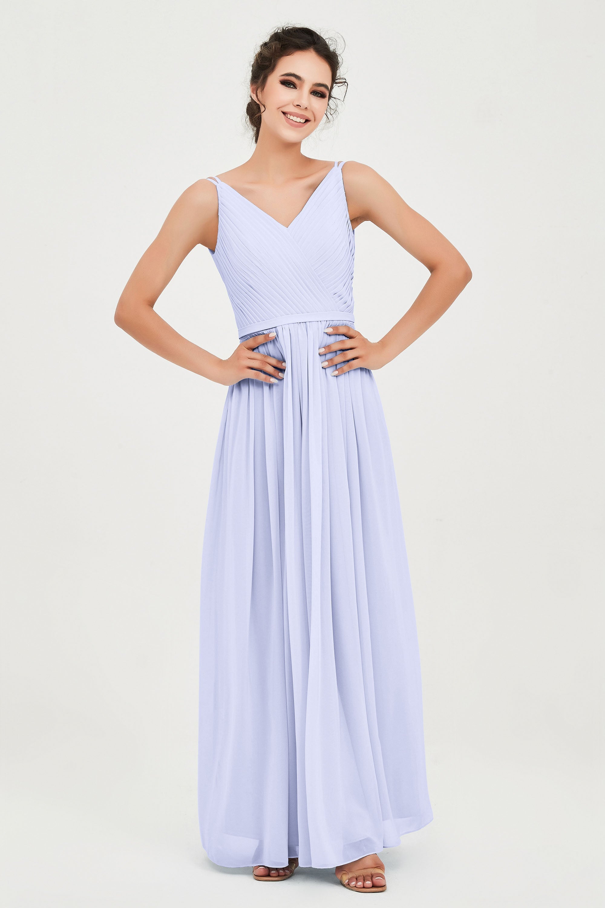 Custom Made V-neck Bridesmaid Dress Sleeveless Formal Evening Party Gowns Dresses