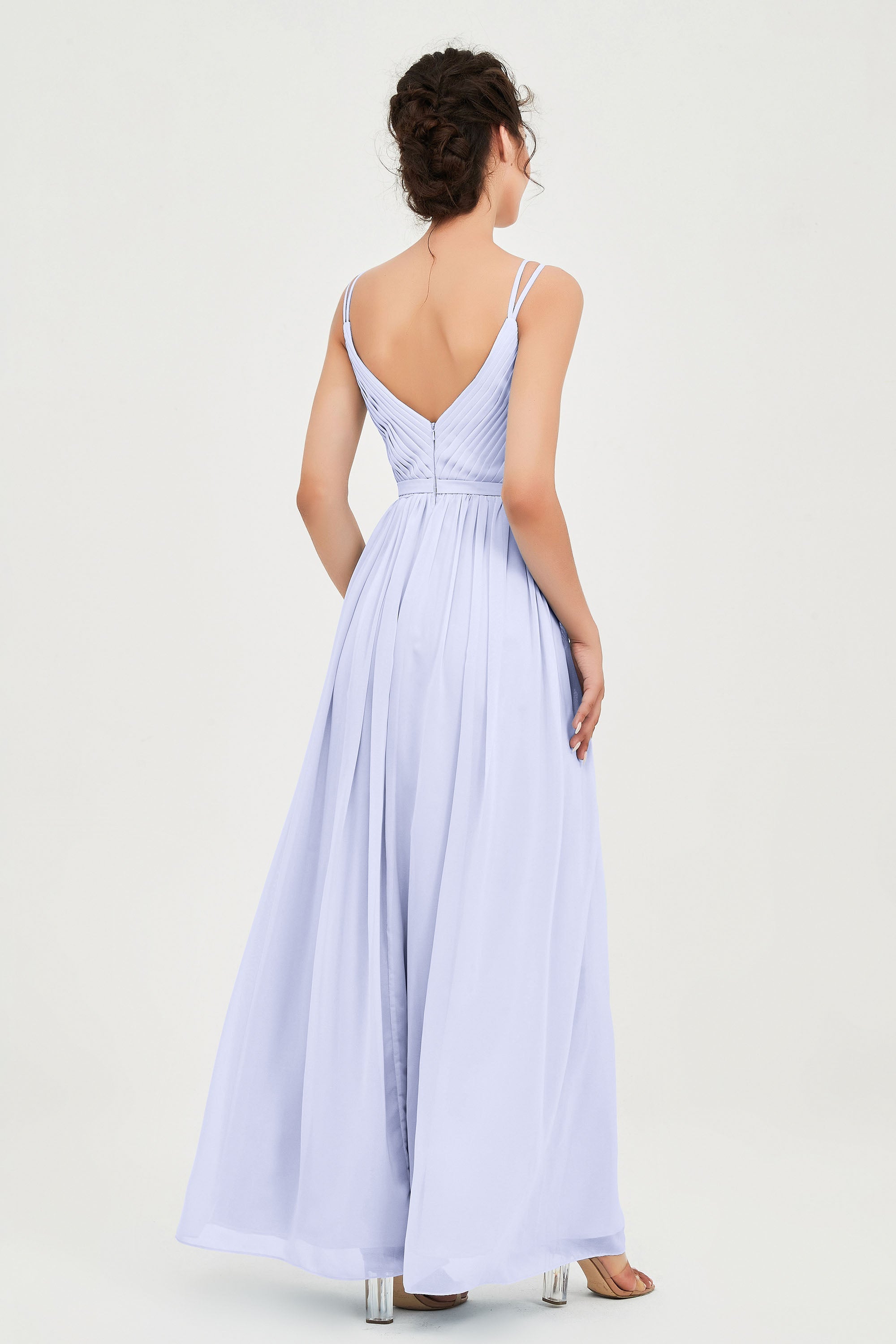 Custom Made V-neck Bridesmaid Dress Sleeveless Formal Evening Party Gowns Dresses