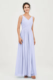 Custom Made V-neck Bridesmaid Dress Sleeveless Formal Evening Party Gowns Dresses