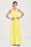 Custom Made V-neck Bridesmaid Dress Sleeveless Formal Evening Party Gowns Dresses