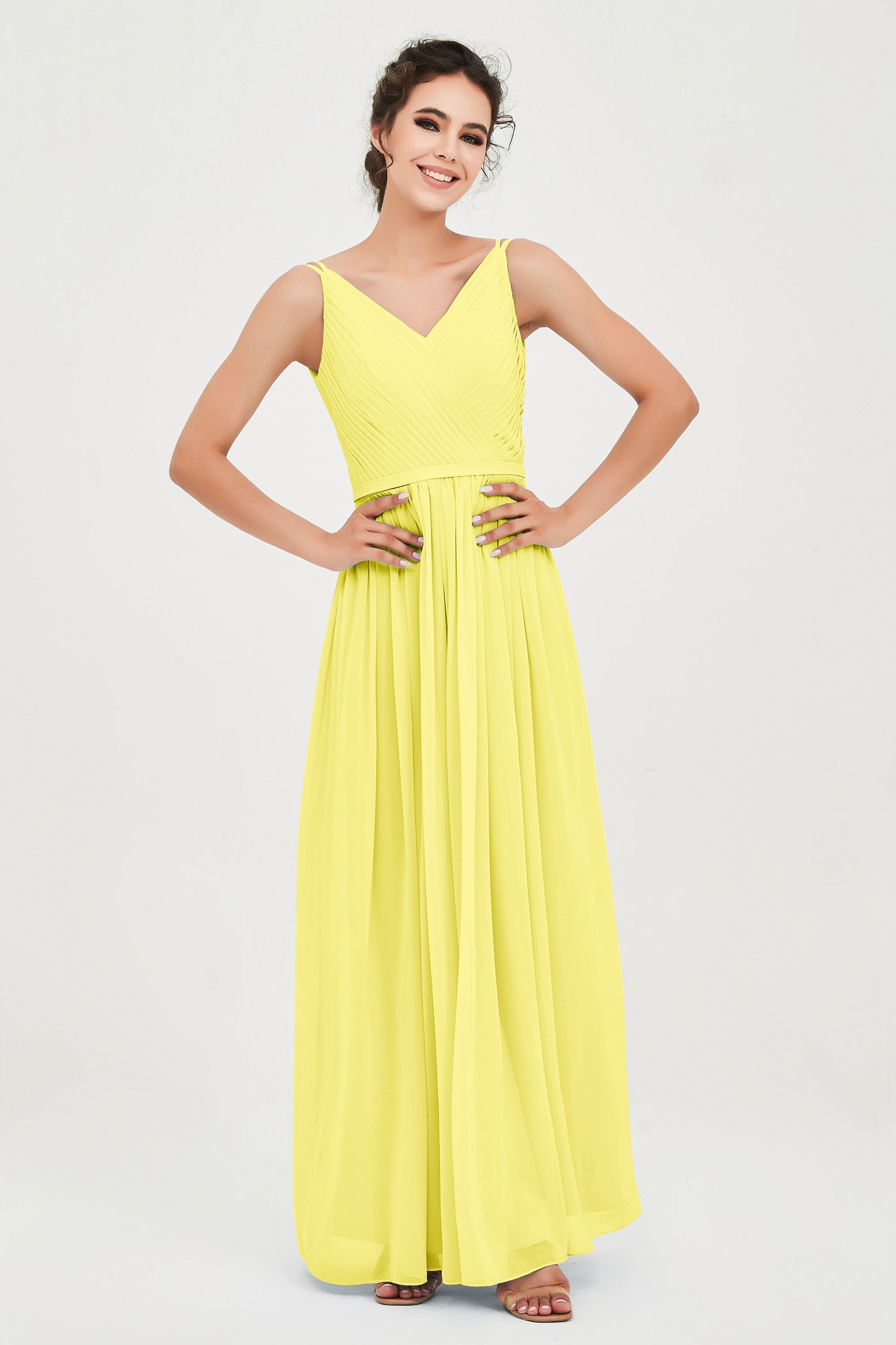 Custom Made V-neck Bridesmaid Dress Sleeveless Formal Evening Party Gowns Dresses