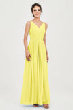 Custom Made V-neck Bridesmaid Dress Sleeveless Formal Evening Party Gowns Dresses