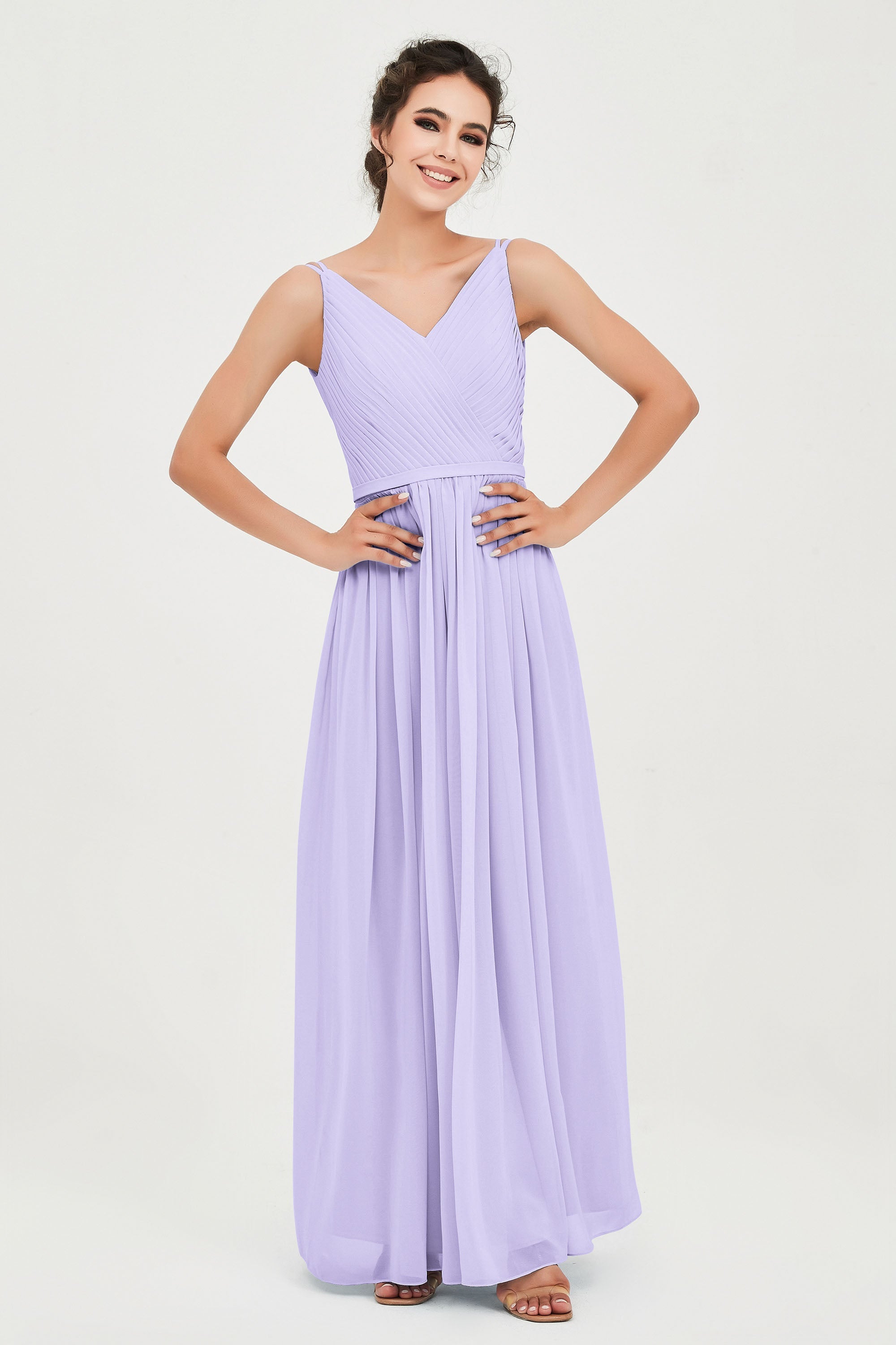 Custom Made V-neck Bridesmaid Dress Sleeveless Formal Evening Party Gowns Dresses