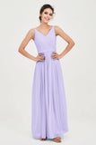 Custom Made V-neck Bridesmaid Dress Sleeveless Formal Evening Party Gowns Dresses
