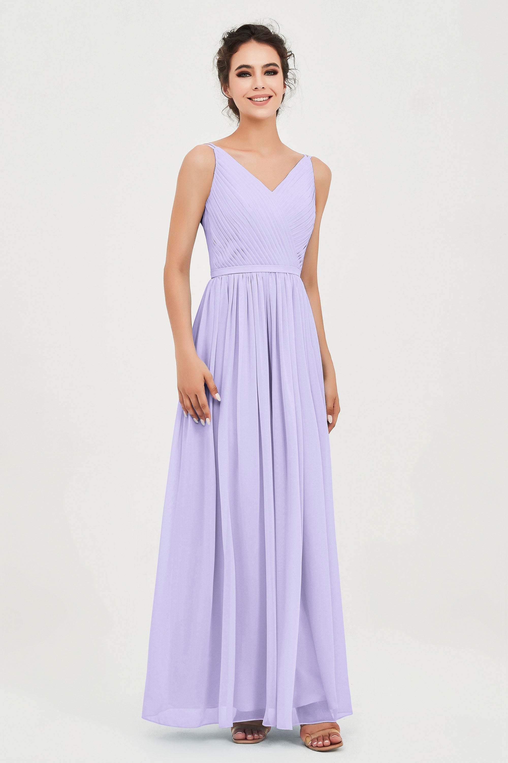 Custom Made V-neck Bridesmaid Dress Sleeveless Formal Evening Party Gowns Dresses