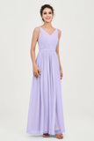 Custom Made V-neck Bridesmaid Dress Sleeveless Formal Evening Party Gowns Dresses