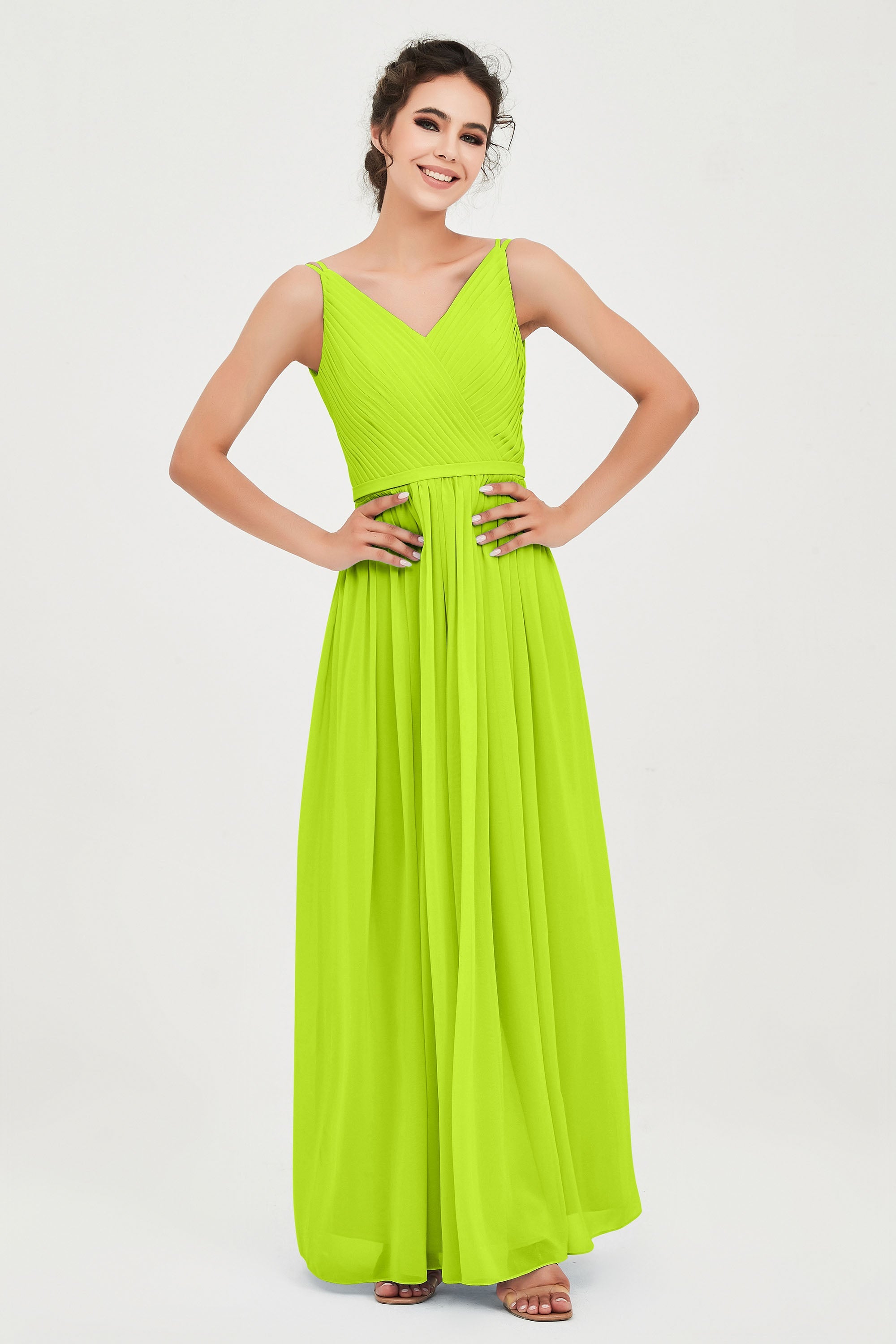 Custom Made V-neck Bridesmaid Dress Sleeveless Formal Evening Party Gowns Dresses
