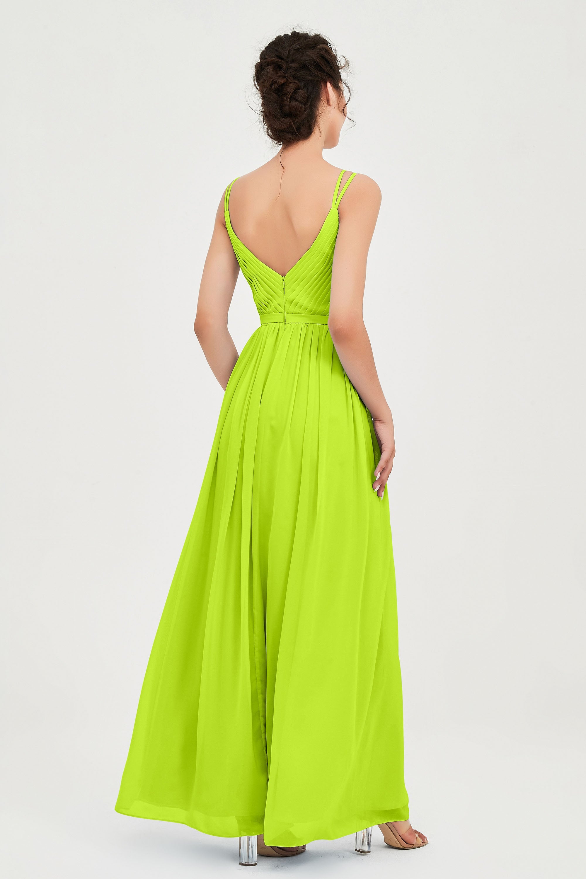 Custom Made V-neck Bridesmaid Dress Sleeveless Formal Evening Party Gowns Dresses