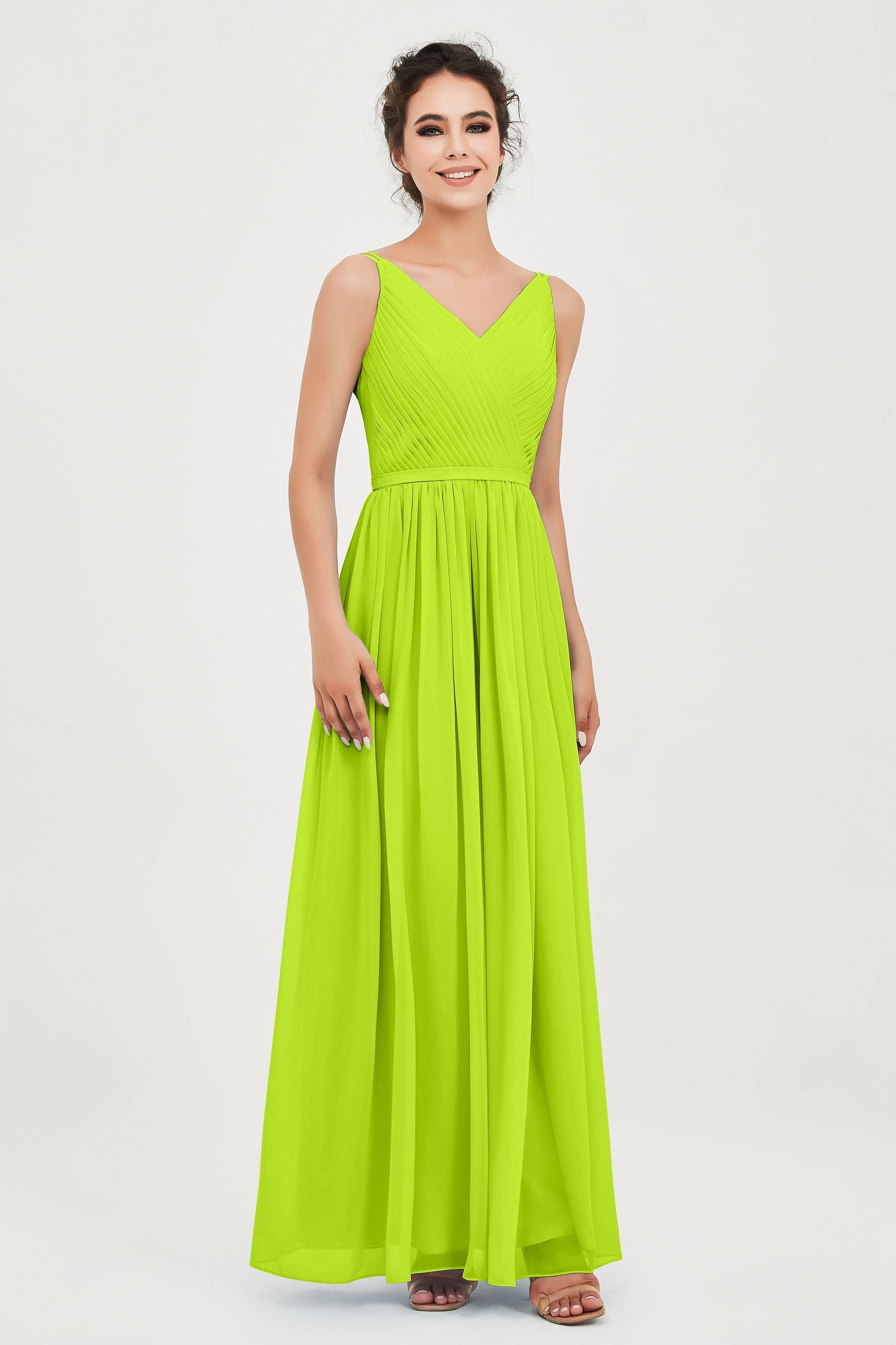 Custom Made V-neck Bridesmaid Dress Sleeveless Formal Evening Party Gowns Dresses