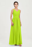 Custom Made V-neck Bridesmaid Dress Sleeveless Formal Evening Party Gowns Dresses