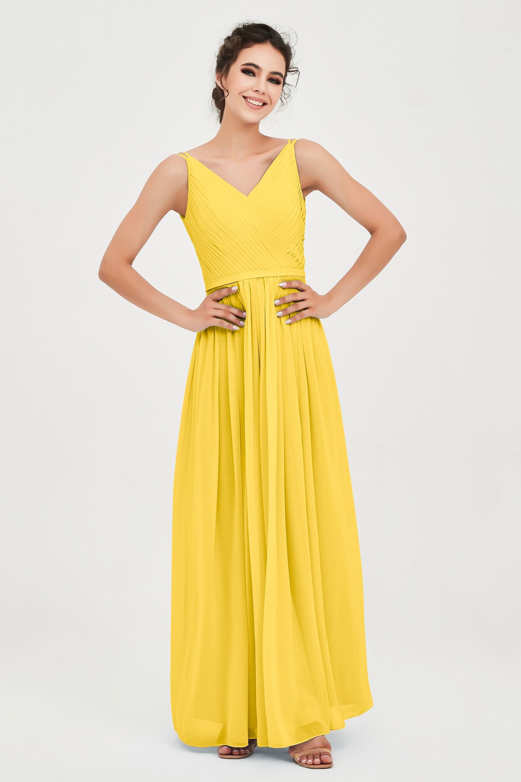 Custom Made V-neck Bridesmaid Dress Sleeveless Formal Evening Party Gowns Dresses