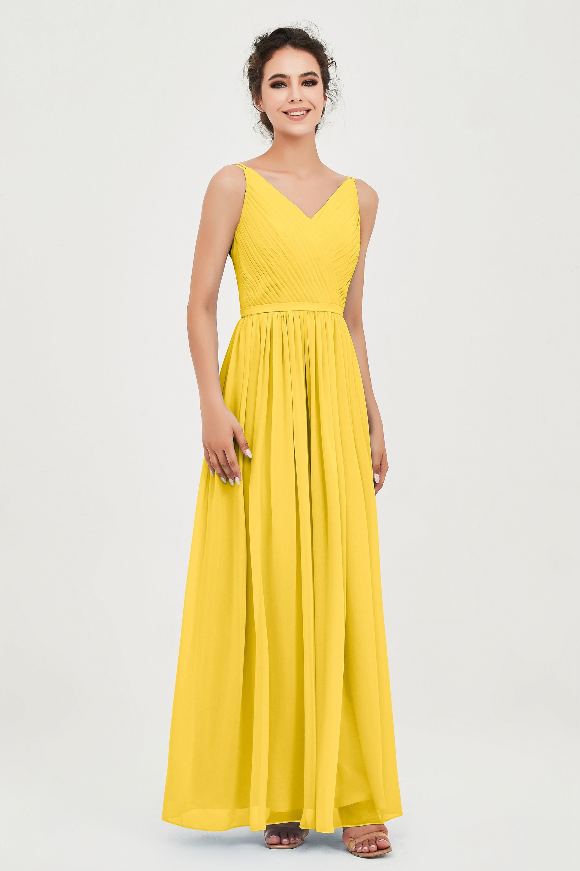 Custom Made V-neck Bridesmaid Dress Sleeveless Formal Evening Party Gowns Dresses