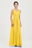 Custom Made V-neck Bridesmaid Dress Sleeveless Formal Evening Party Gowns Dresses