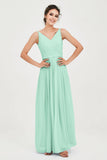 Custom Made V-neck Bridesmaid Dress Sleeveless Formal Evening Party Gowns Dresses