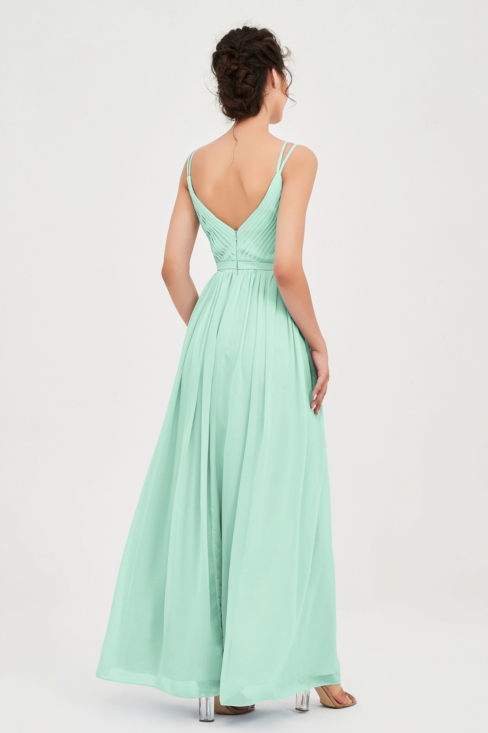 Custom Made V-neck Bridesmaid Dress Sleeveless Formal Evening Party Gowns Dresses