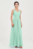 Custom Made V-neck Bridesmaid Dress Sleeveless Formal Evening Party Gowns Dresses