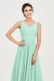 Custom Made V-neck Bridesmaid Dress Sleeveless Formal Evening Party Gowns Dresses