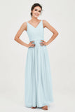 Custom Made V-neck Bridesmaid Dress Sleeveless Formal Evening Party Gowns Dresses