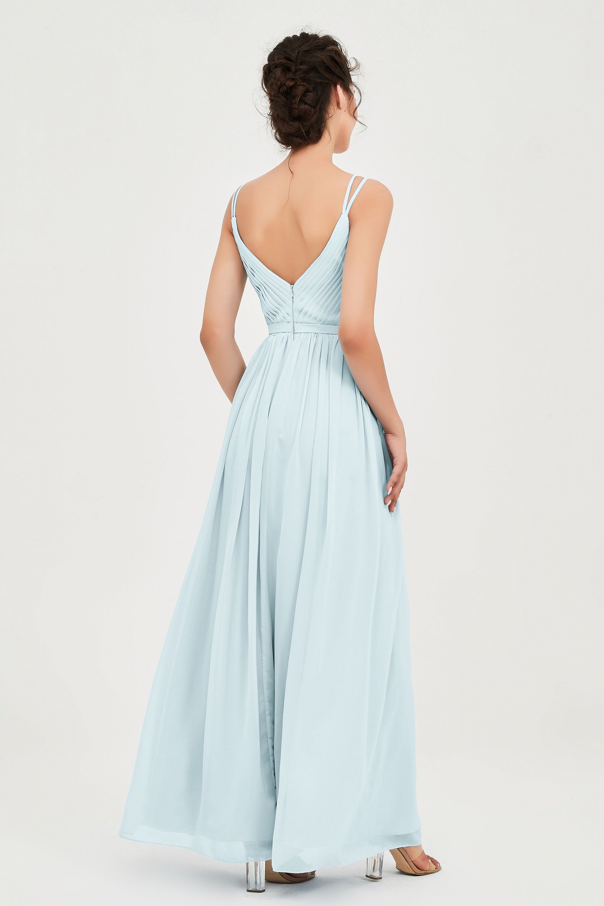 Custom Made V-neck Bridesmaid Dress Sleeveless Formal Evening Party Gowns Dresses