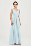 Custom Made V-neck Bridesmaid Dress Sleeveless Formal Evening Party Gowns Dresses