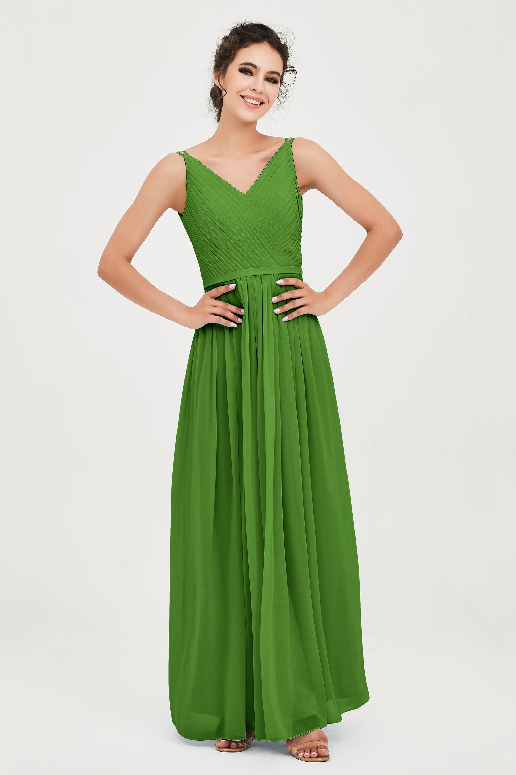 Custom Made V-neck Bridesmaid Dress Sleeveless Formal Evening Party Gowns Dresses