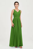 Custom Made V-neck Bridesmaid Dress Sleeveless Formal Evening Party Gowns Dresses