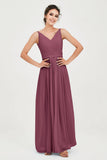Custom Made V-neck Bridesmaid Dress Sleeveless Formal Evening Party Gowns Dresses