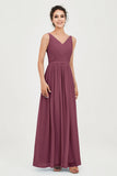 Custom Made V-neck Bridesmaid Dress Sleeveless Formal Evening Party Gowns Dresses