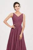 Custom Made V-neck Bridesmaid Dress Sleeveless Formal Evening Party Gowns Dresses