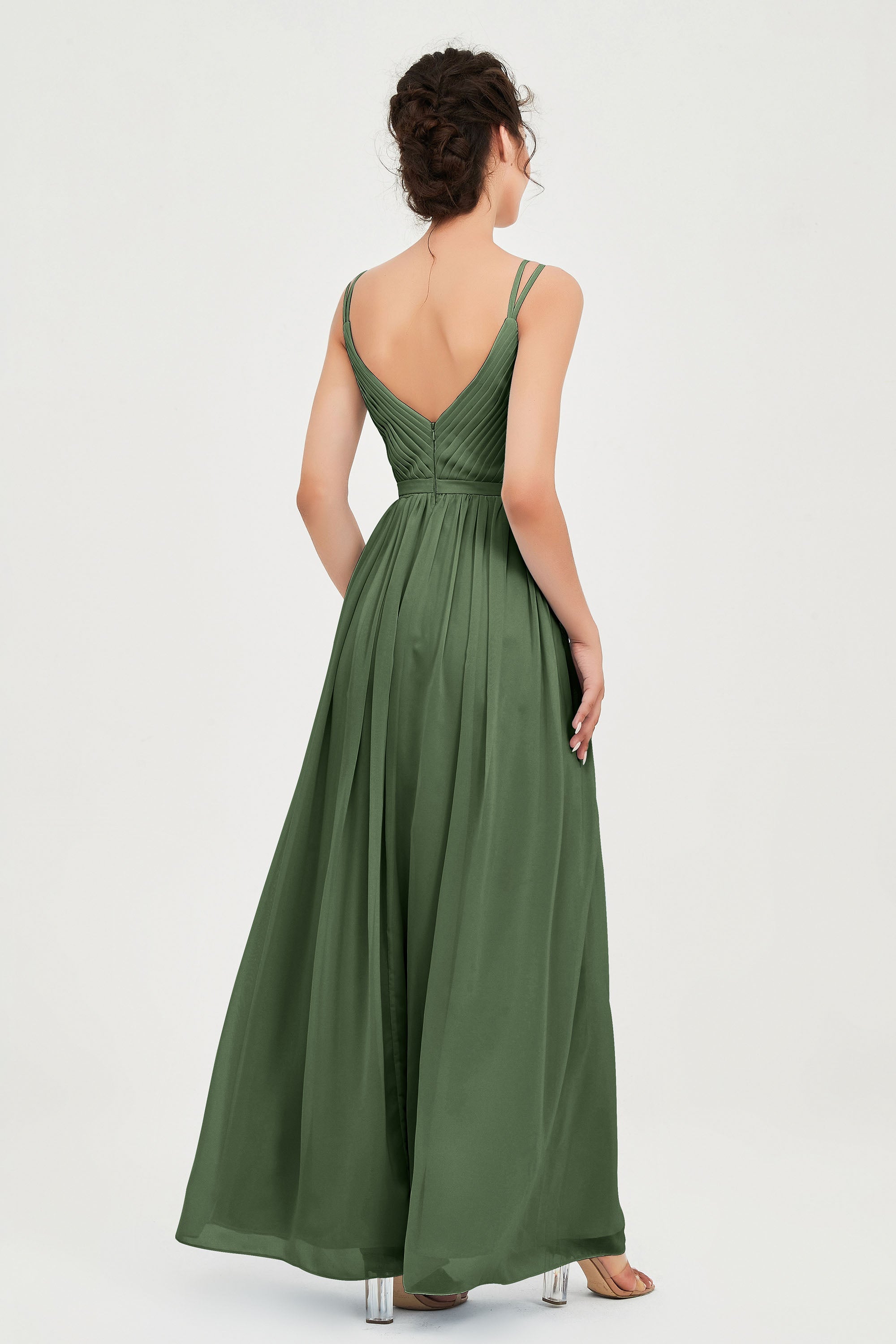 Custom Made V-neck Bridesmaid Dress Sleeveless Formal Evening Party Gowns Dresses