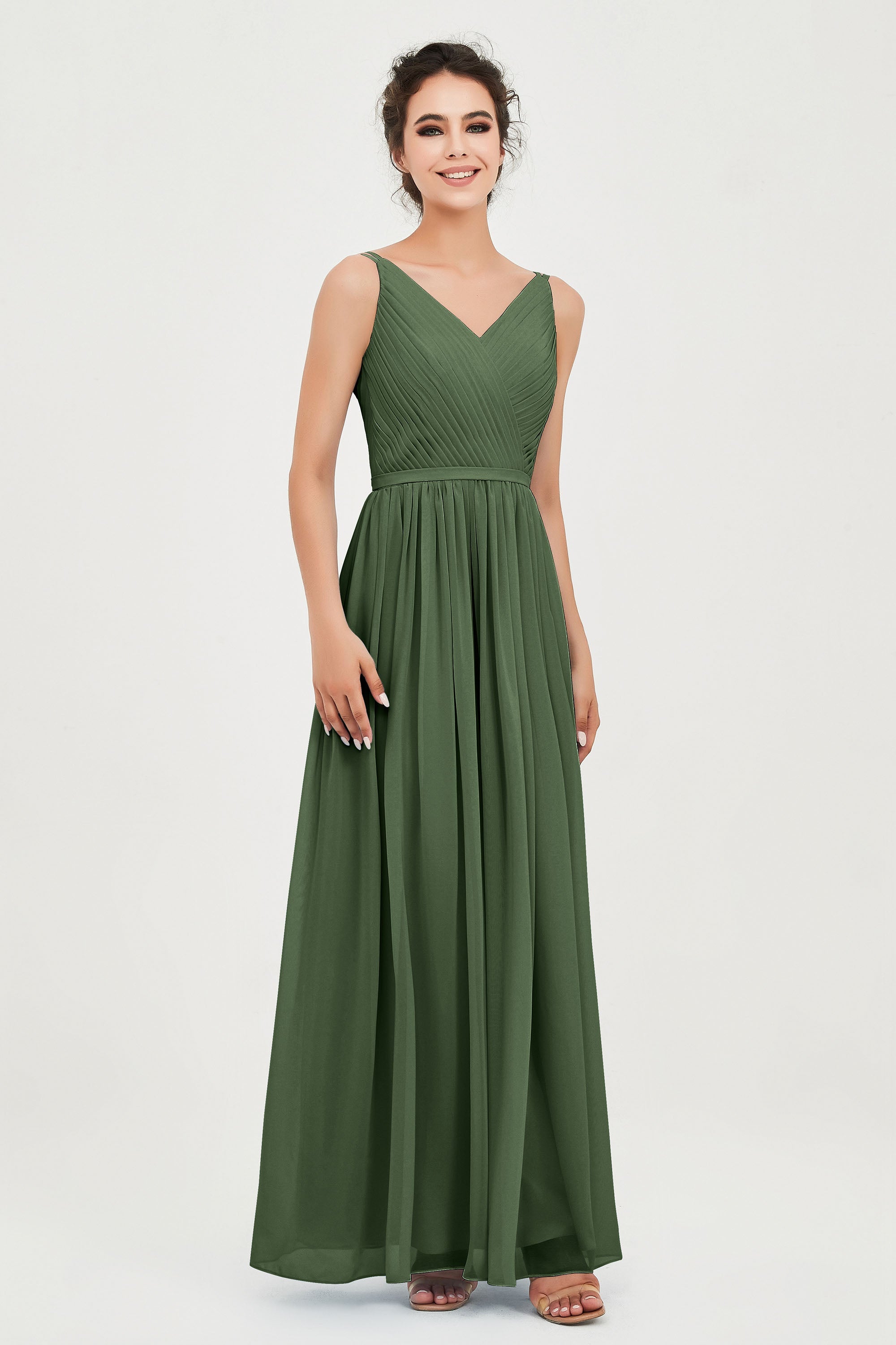 Custom Made V-neck Bridesmaid Dress Sleeveless Formal Evening Party Gowns Dresses