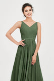 Custom Made V-neck Bridesmaid Dress Sleeveless Formal Evening Party Gowns Dresses