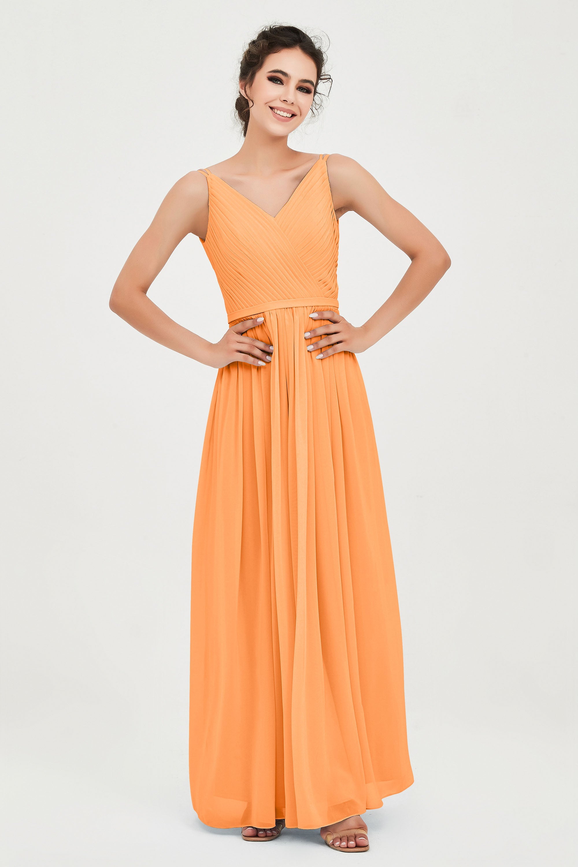 Custom Made V-neck Bridesmaid Dress Sleeveless Formal Evening Party Gowns Dresses